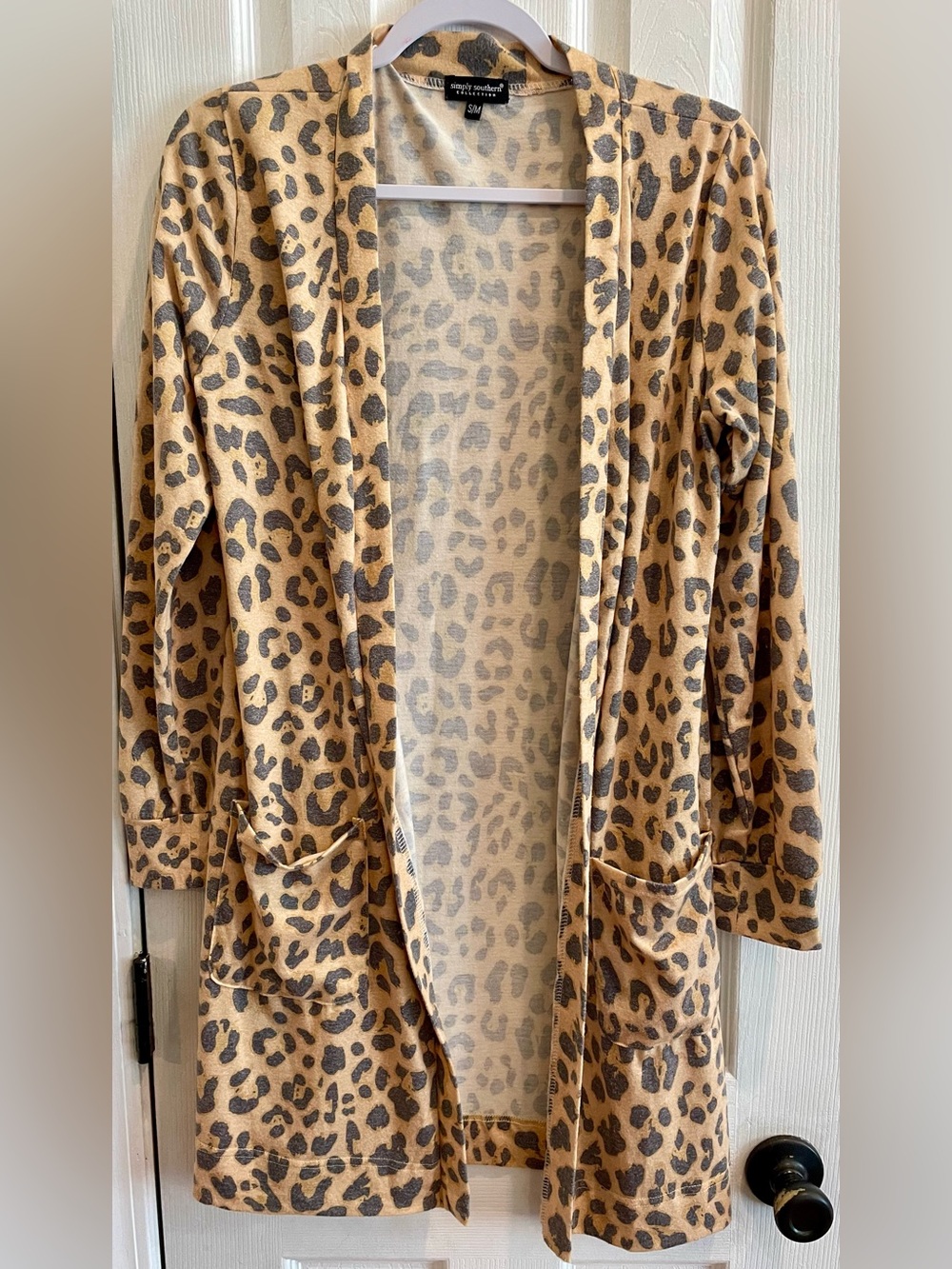 Simply Southern Leopard Print Open Front Cardigan – Size S/M